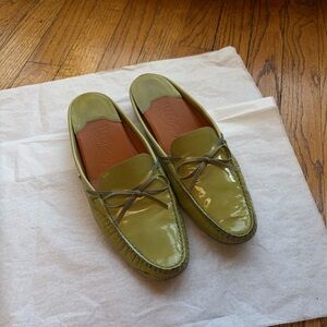 FERRAGAMO green loafer mules
